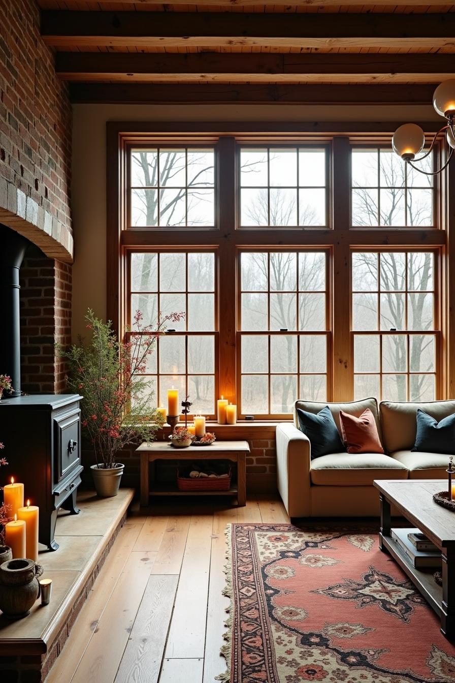 Charming farmhouse living room with a cozy fireplace