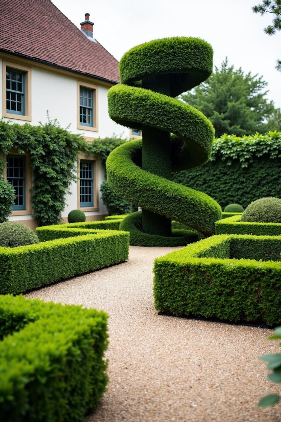 Topiary garden with spiral centerpiece