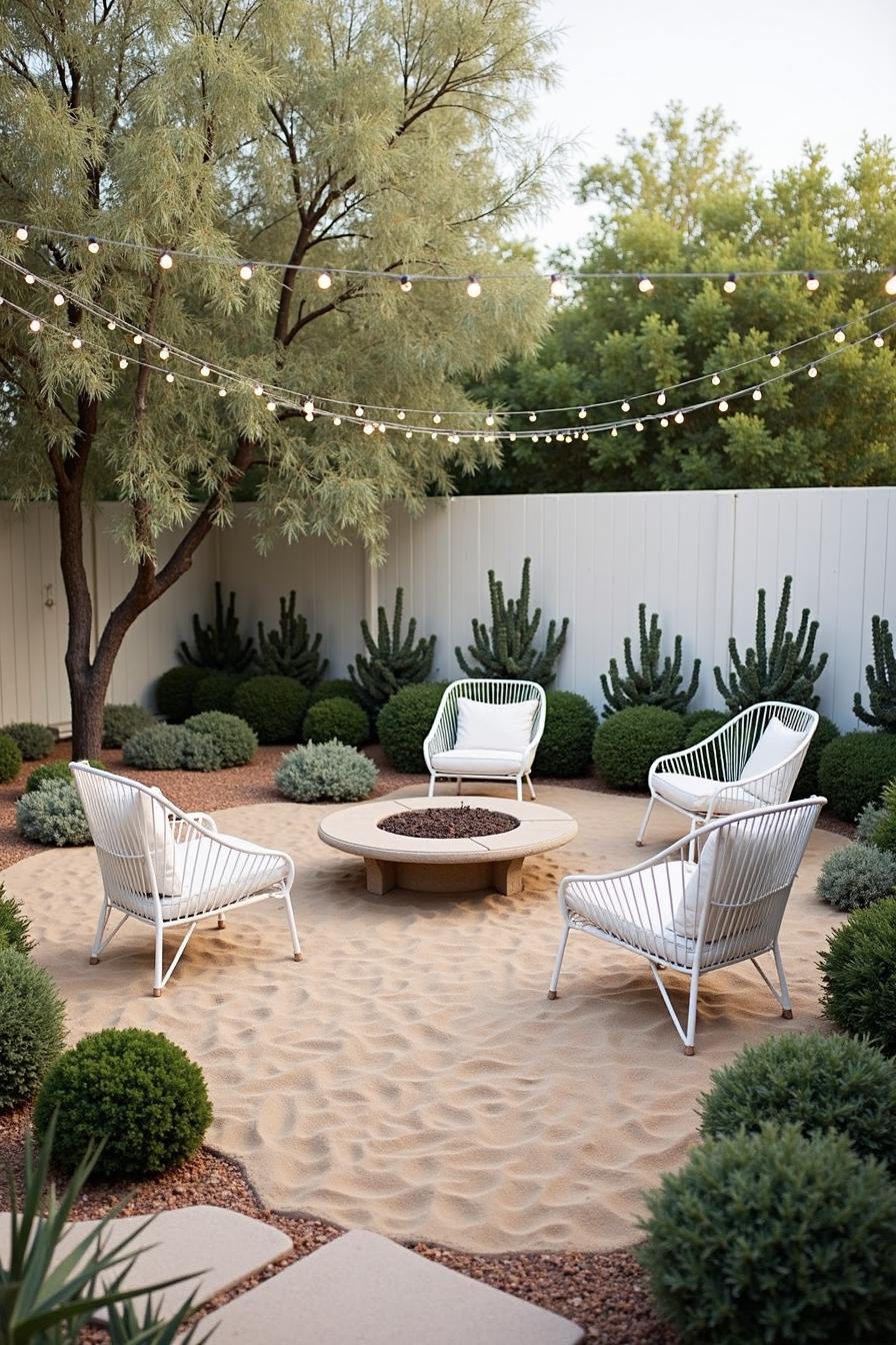 Cozy backyard with chairs around a fire pit