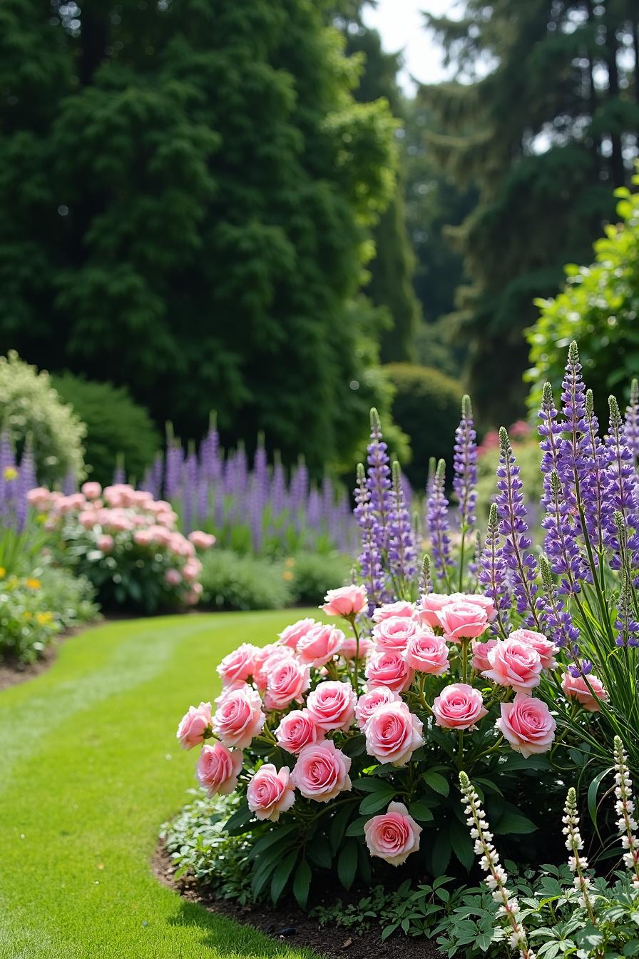 Vibrant flowers in a lush English garden