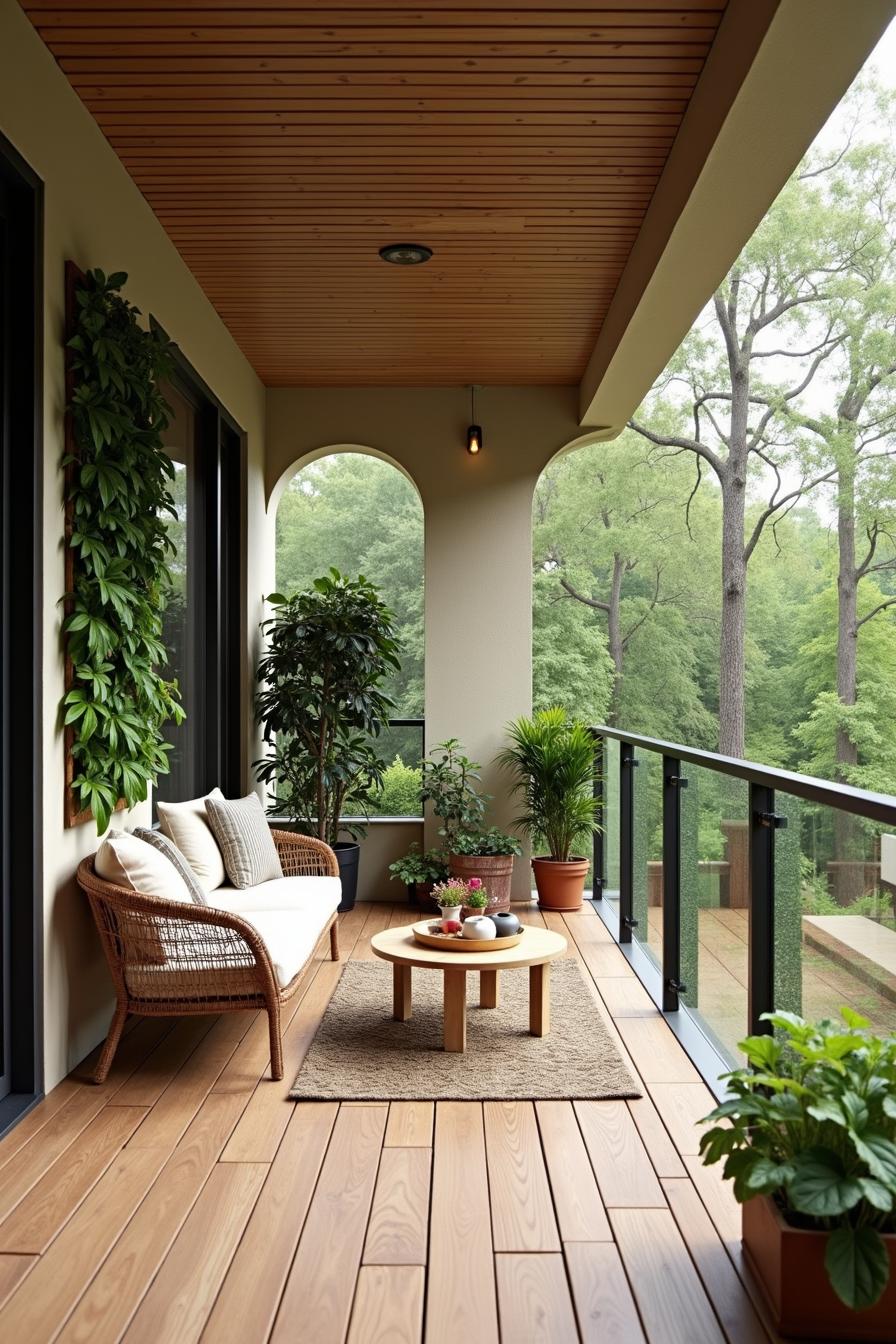 Stylish outdoor terrace with comfy seating and lush plants