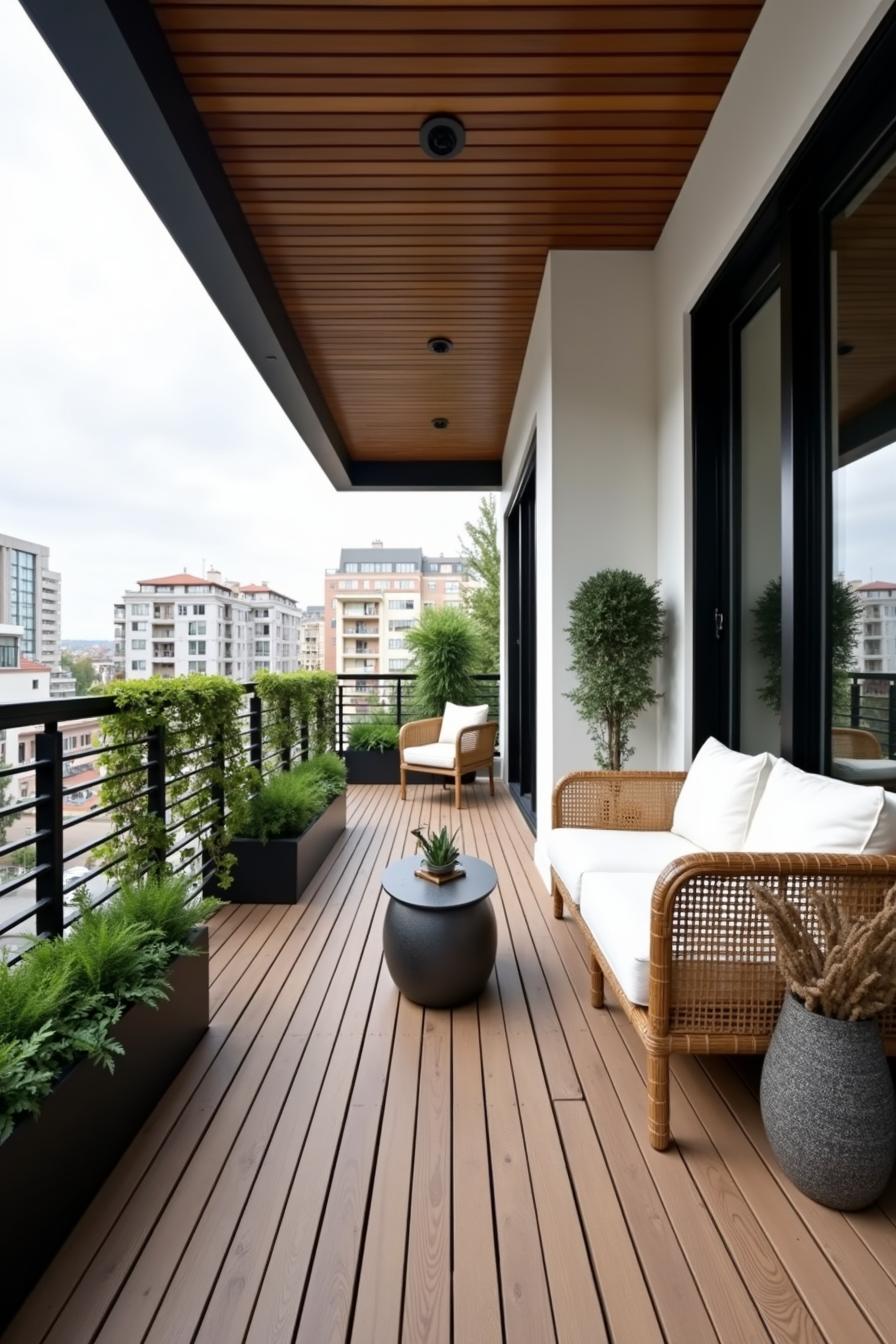 Stylish terrace with plants and seating