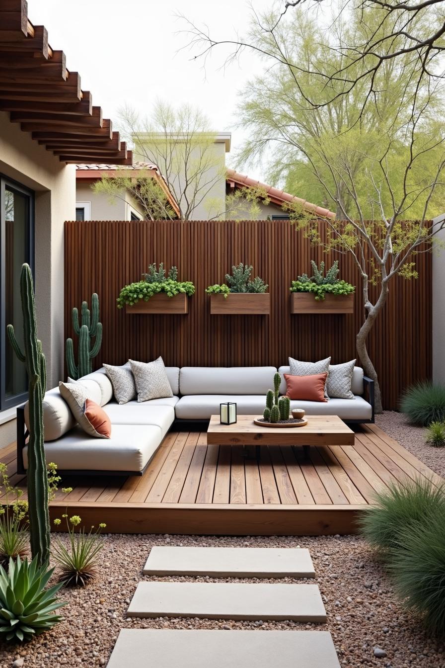 Cozy patio with cactus plants and modern seating