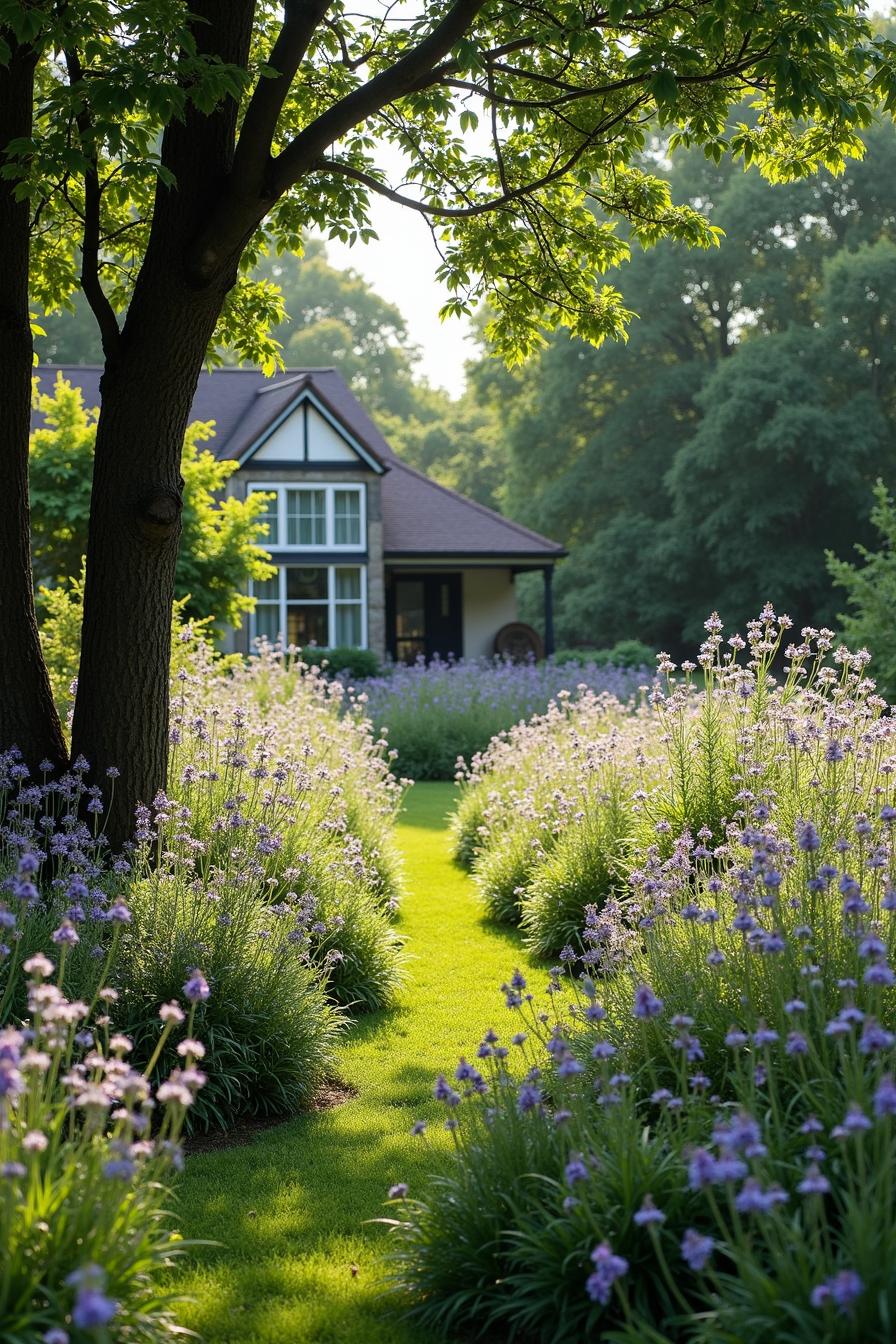 Charming garden pathway leading to a cozy cottage