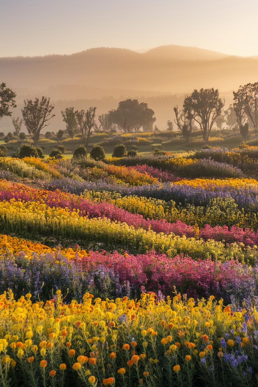 Vibrant wildflowers in a sunlit meadow