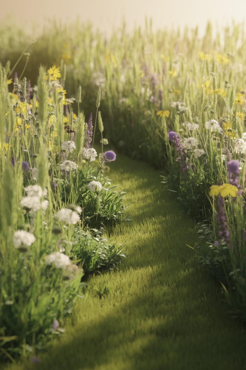 Meadow path flanked by wildflowers