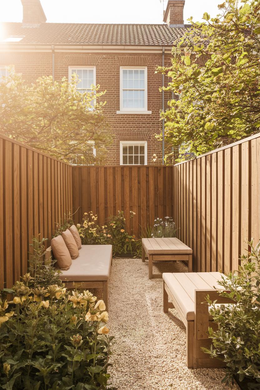 Cozy backyard with seating and greenery