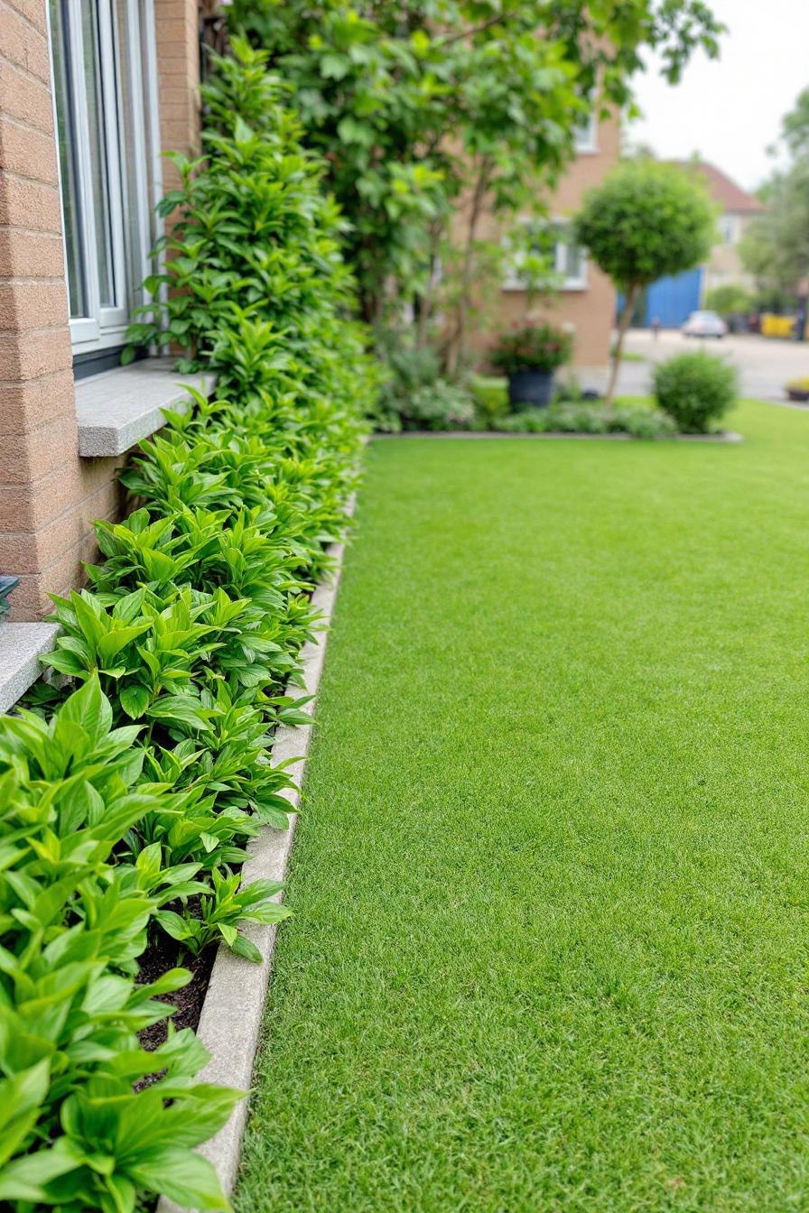 Lush green edging along a tidy lawn