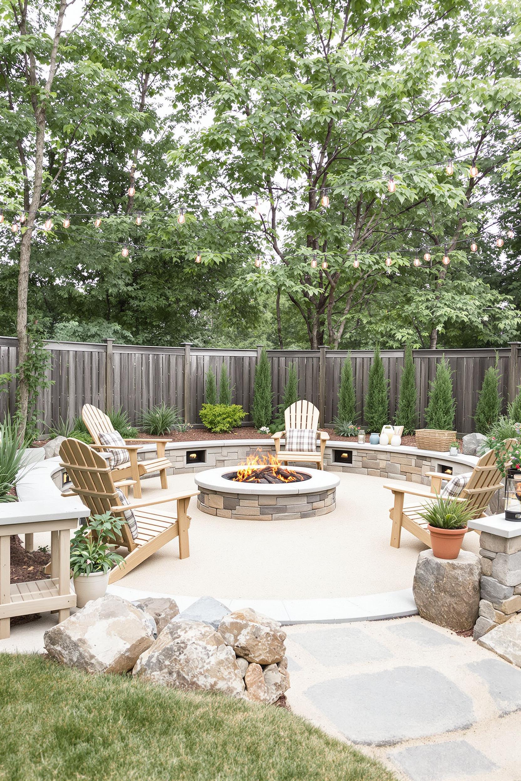 Inviting backyard fire pit with seating