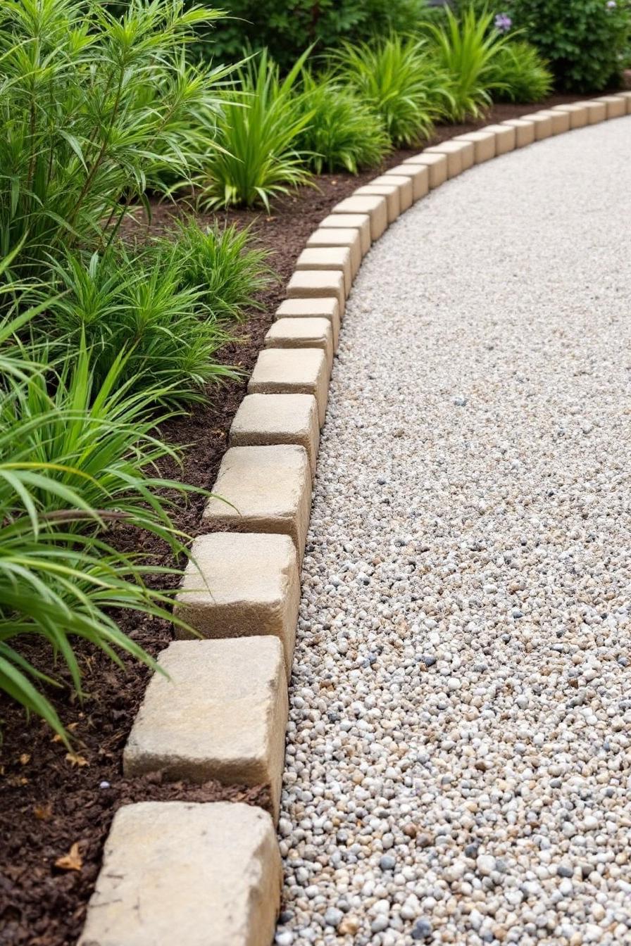Neat block edging beside a gravel path