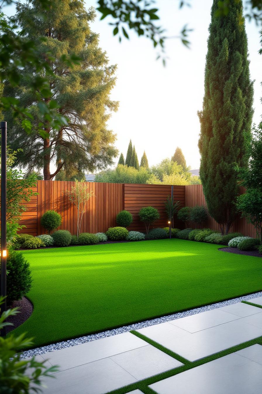 Modern garden with vibrant greenery and sleek stone path