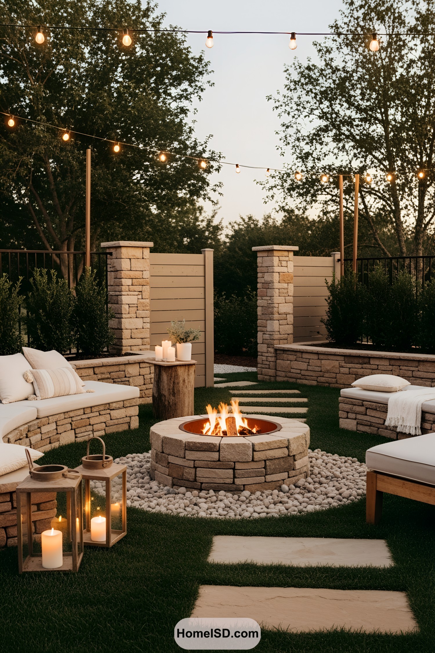 Cozy outdoor fire pit area with seating