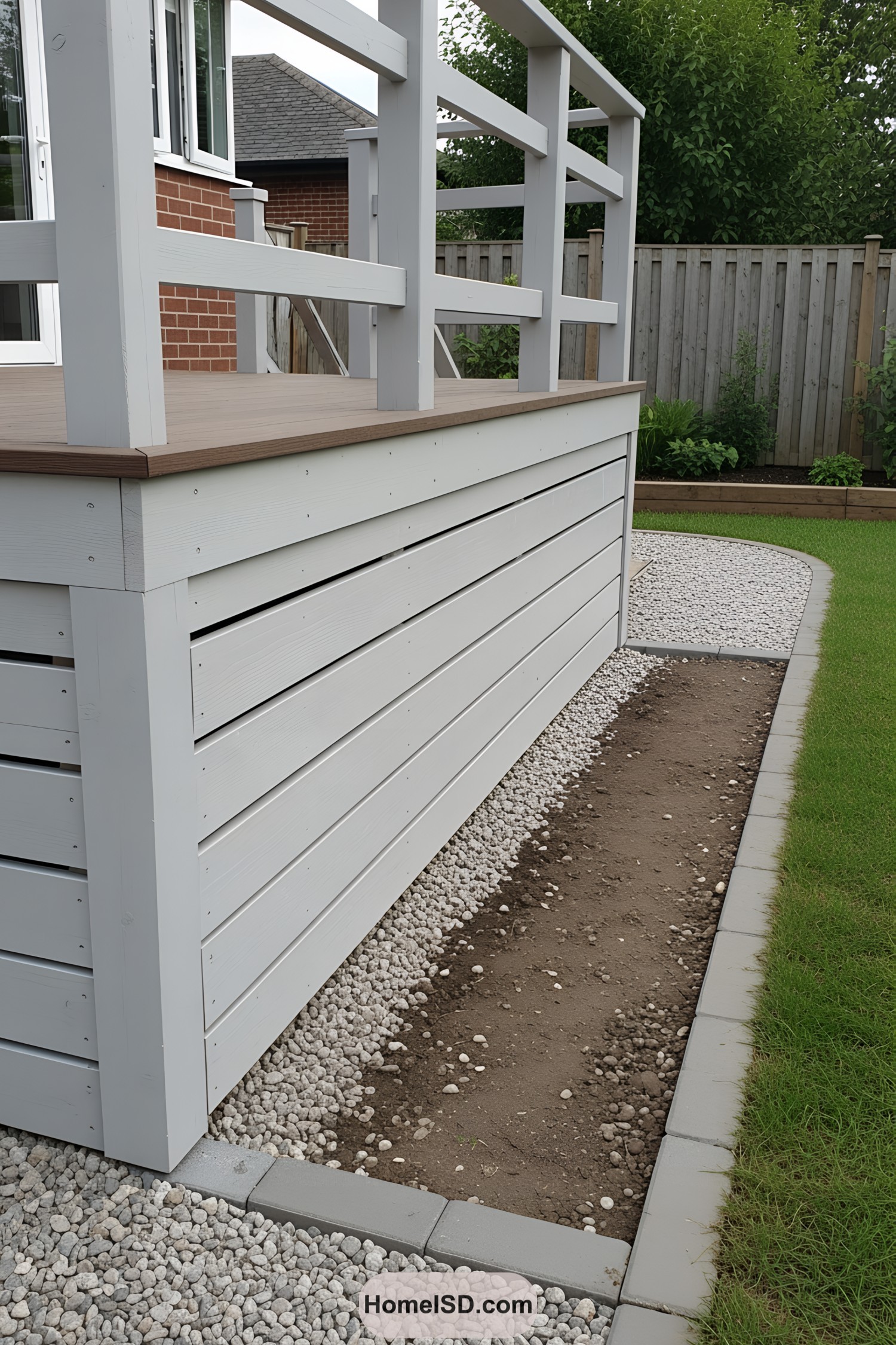 Elegant deck skirting with clean lines and textured elements