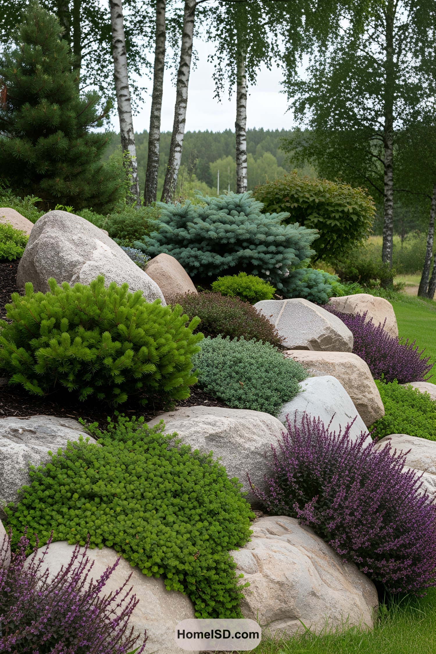 Boulders and shrubs creating a stunning landscape