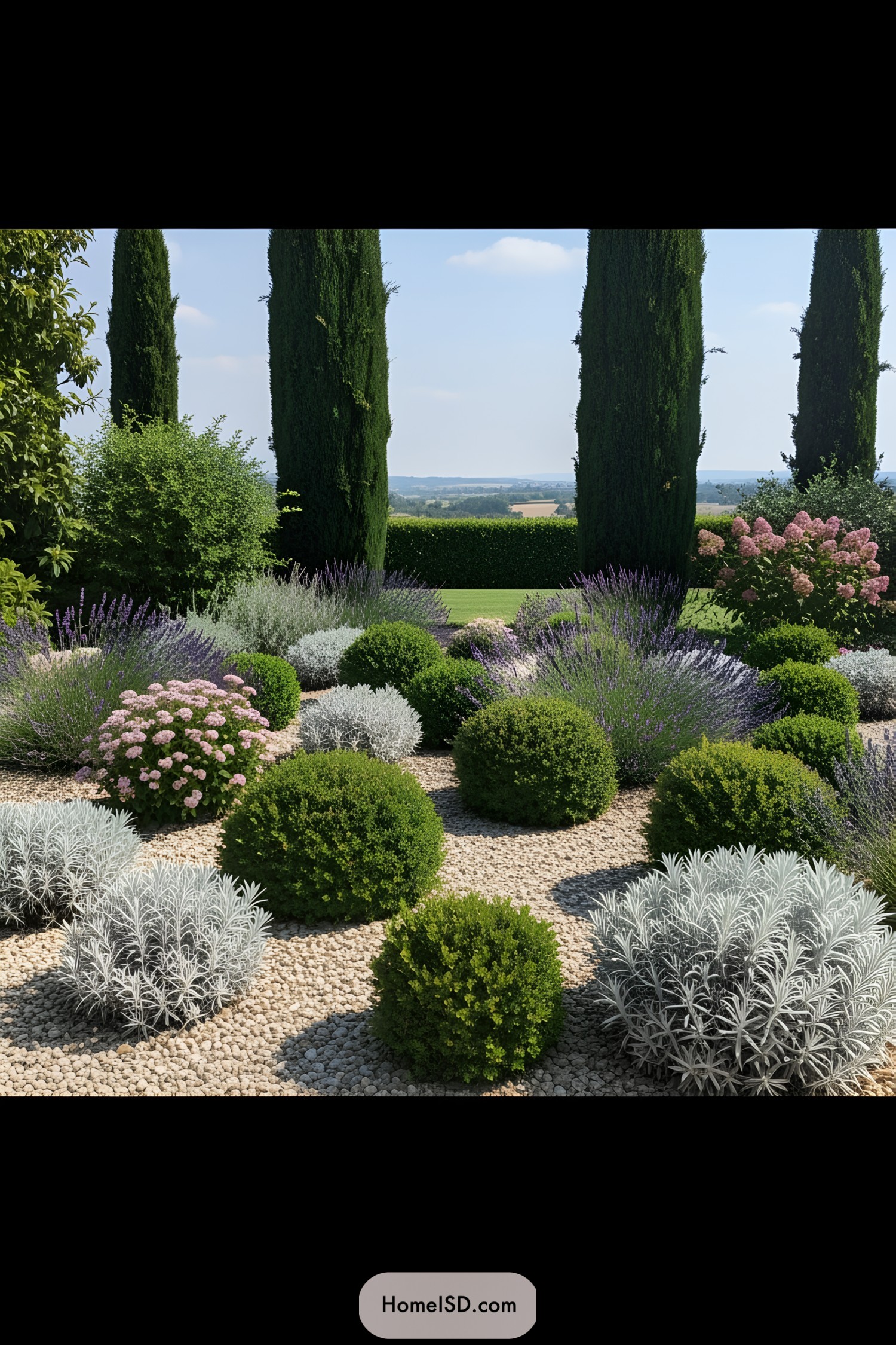 Diverse plant arrangement in a rock garden