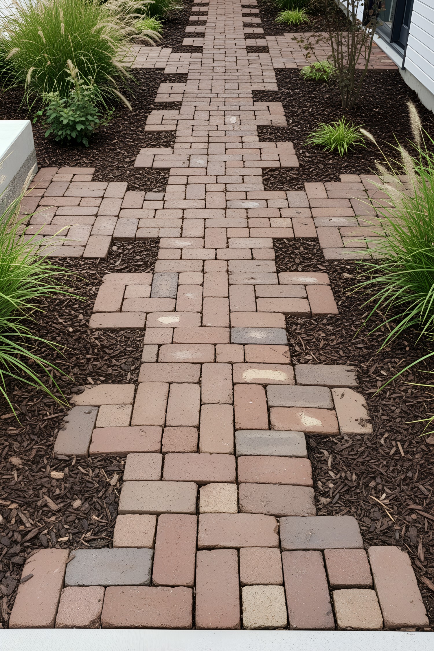 Brick path with plants on both sides