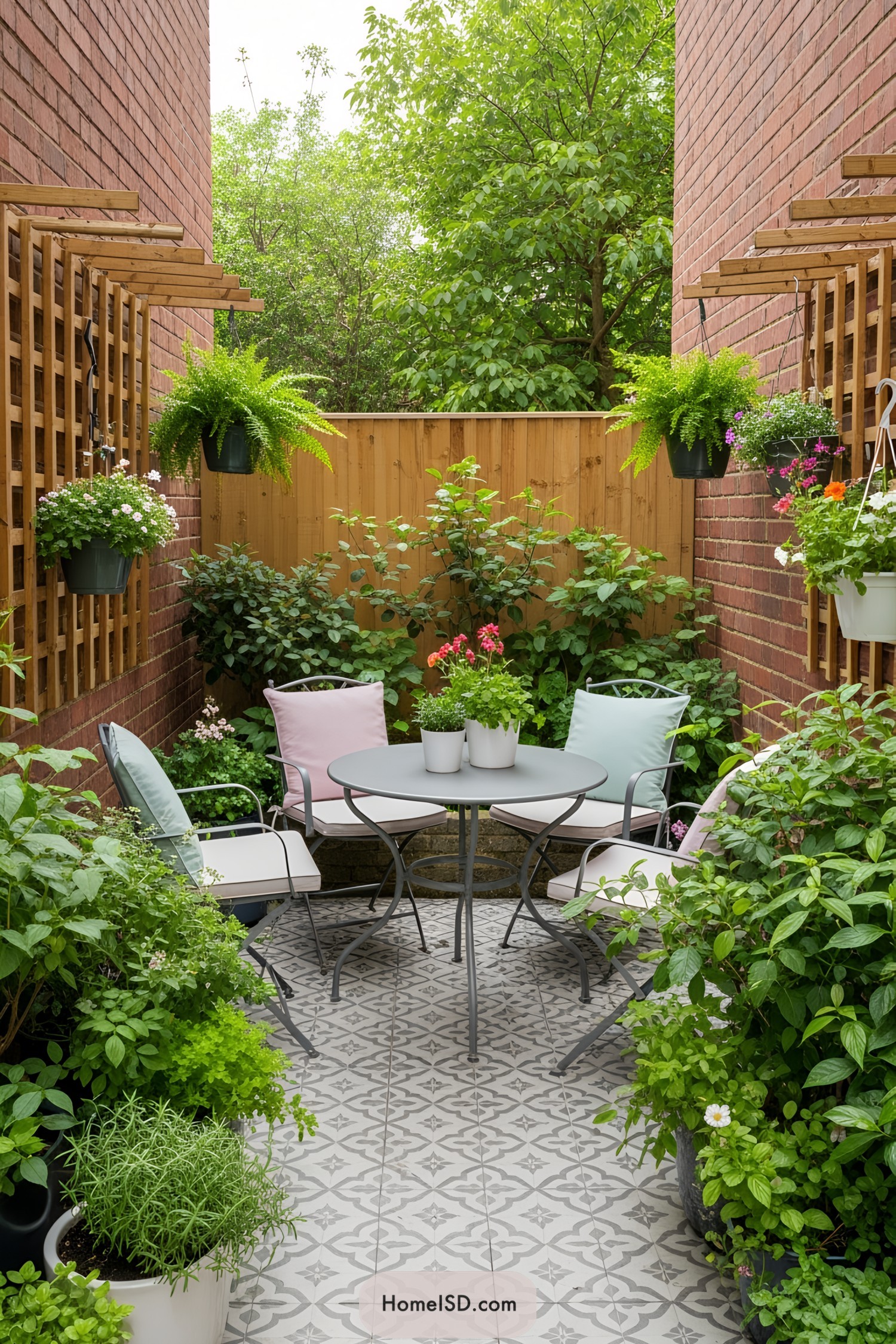 Charming outdoor nook with chairs and plants