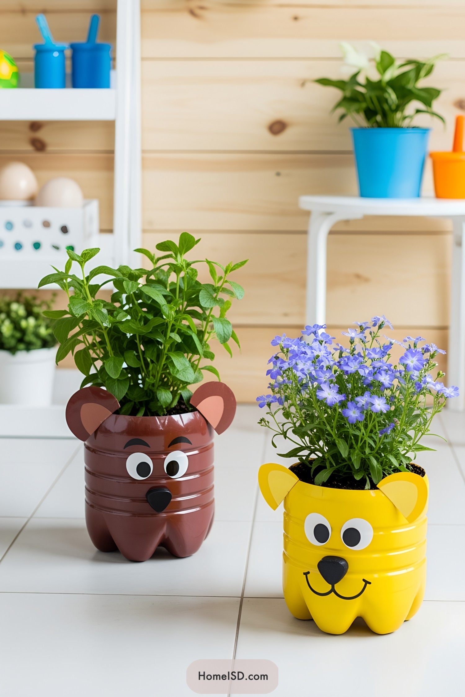 Cute animal-themed pots with plants