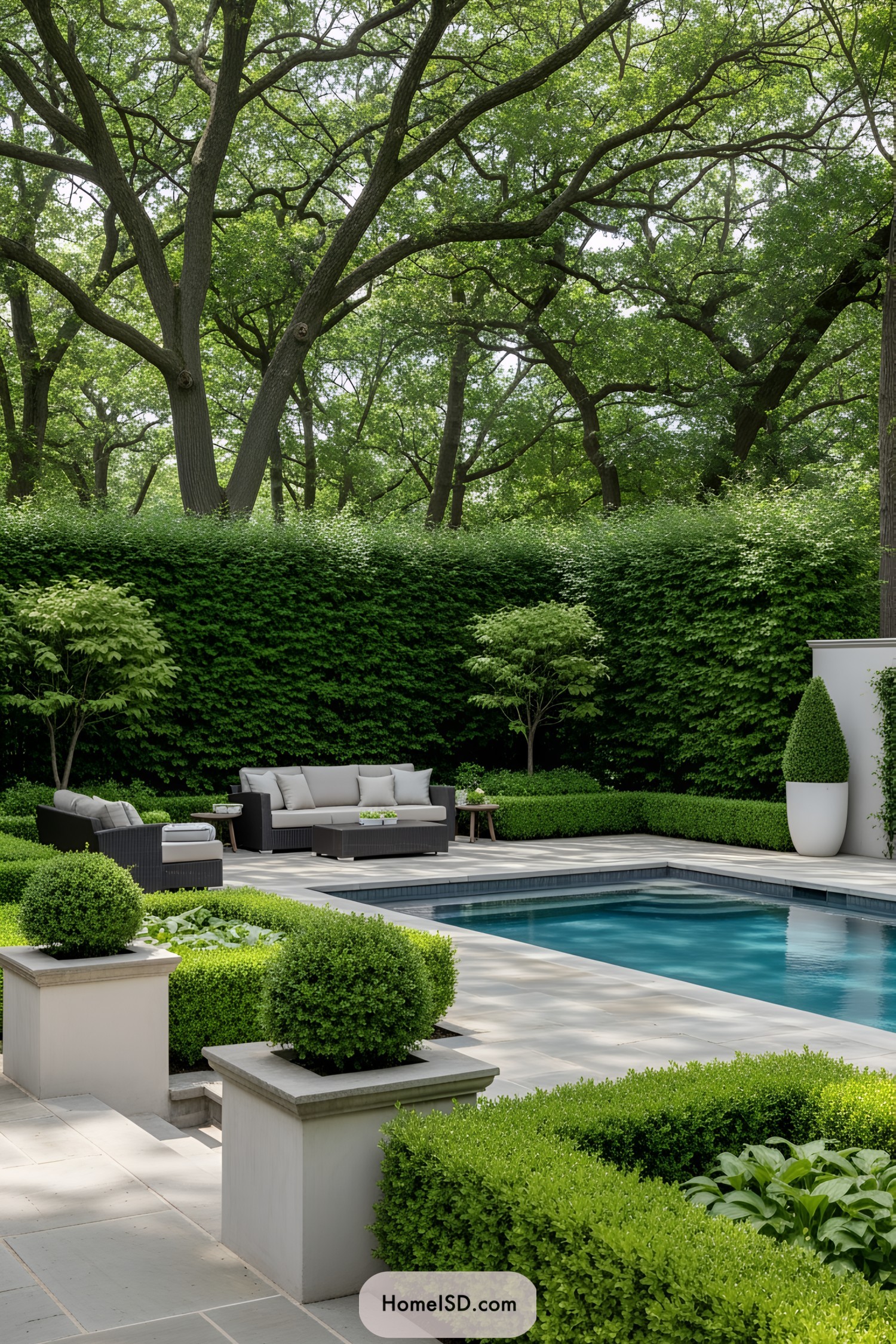 Luxurious pool area nestled in lush greenery