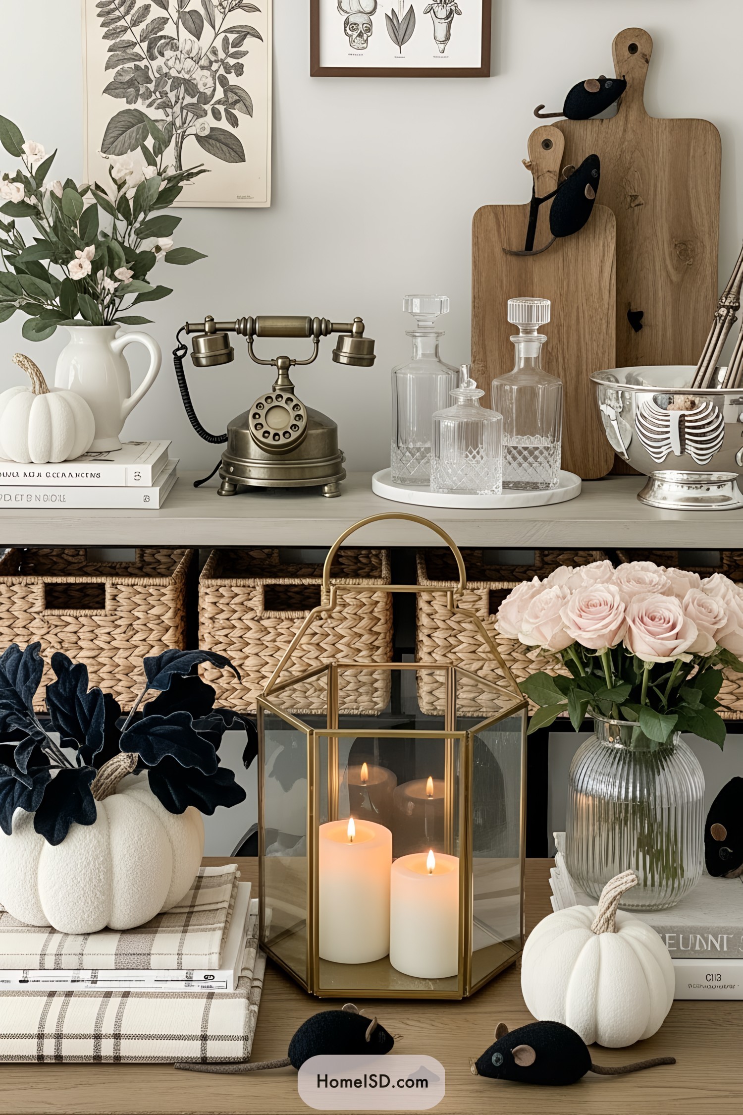 Stylish Halloween arrangement with vintage touches