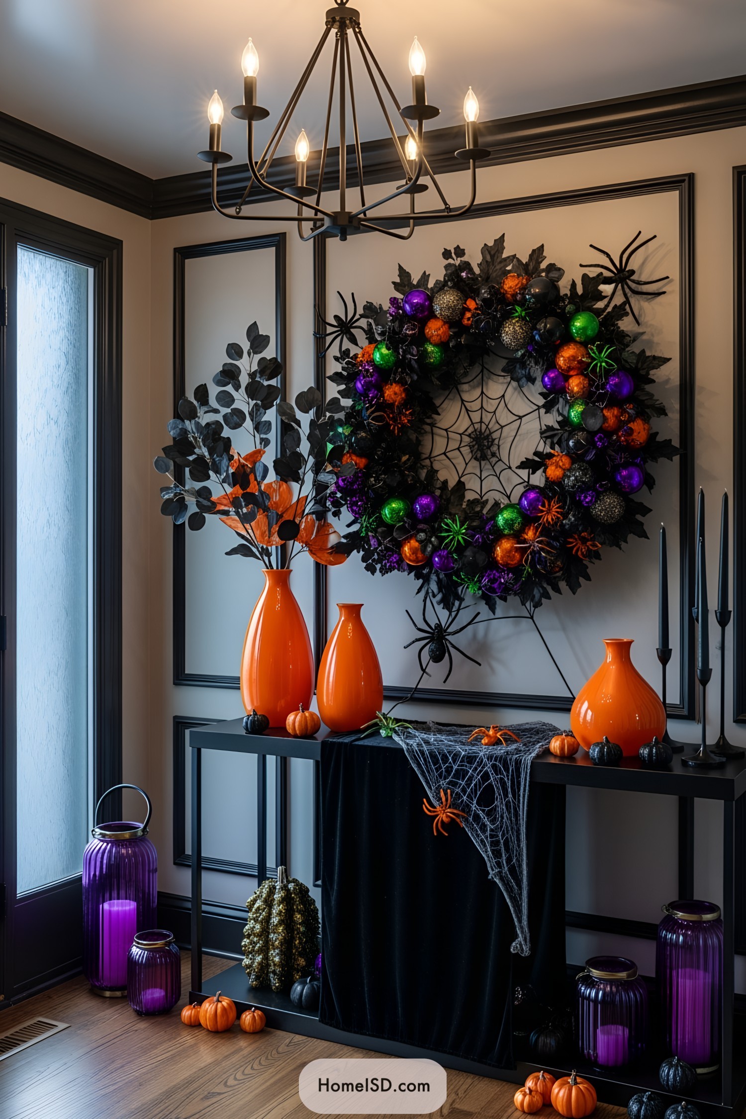 Festive Halloween wreath with vivid colors and playful decor