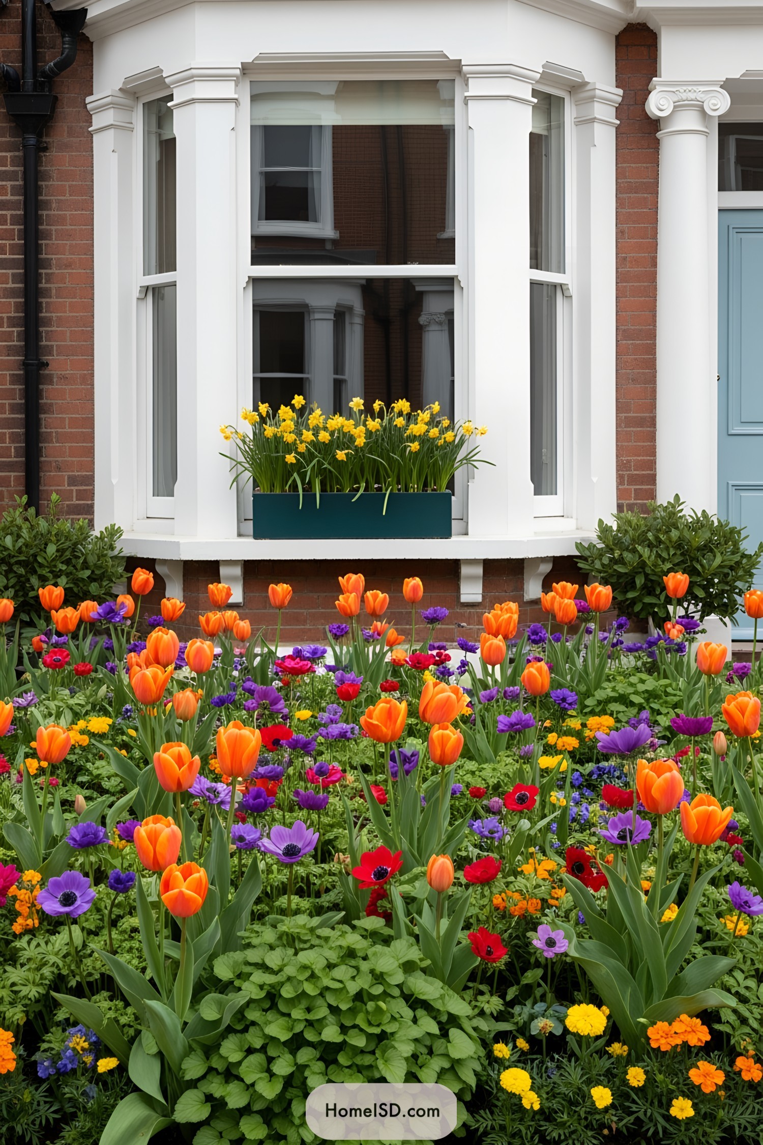Colorful flowers in a vibrant front garden bed