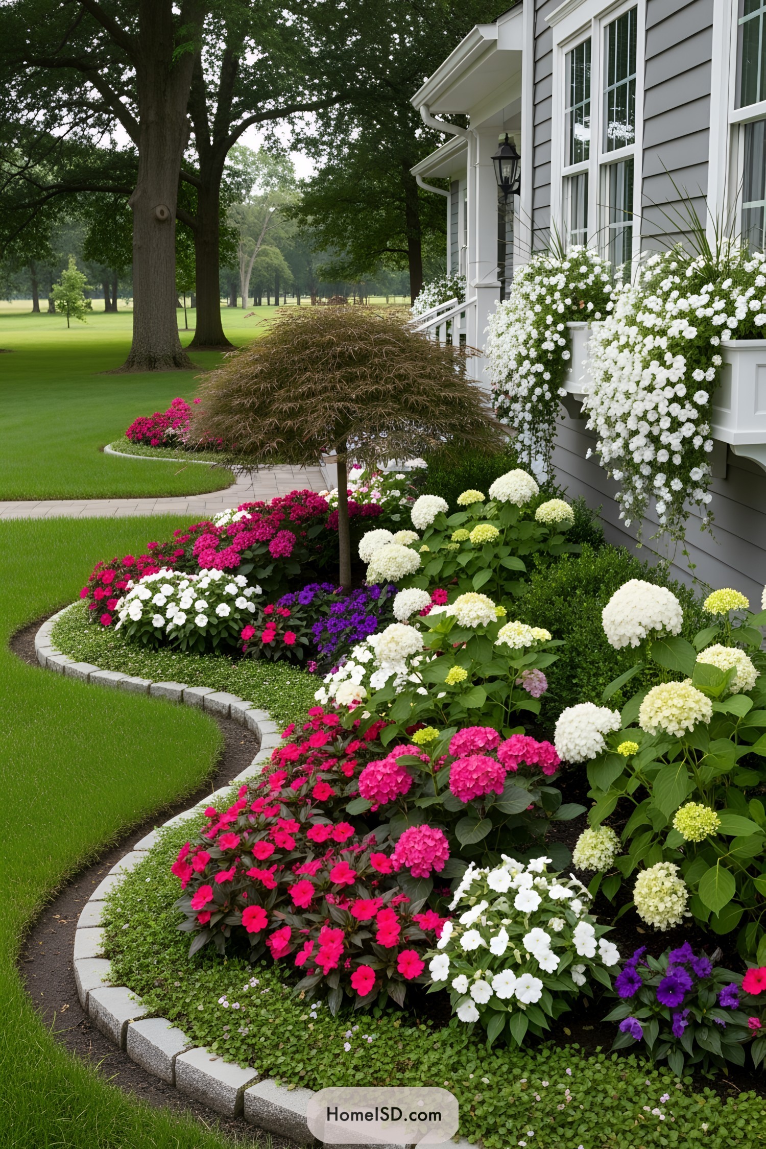 Lush flower bed with vivid blooms