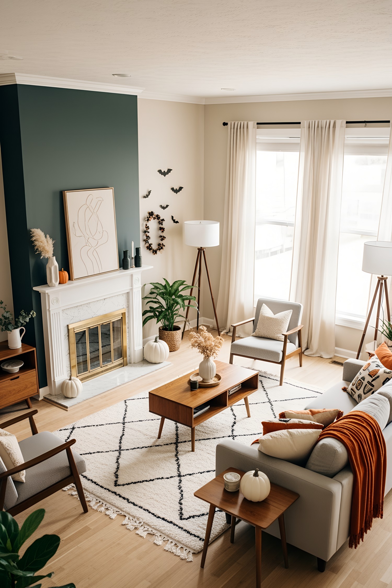 Cozy living room with Halloween decorations
