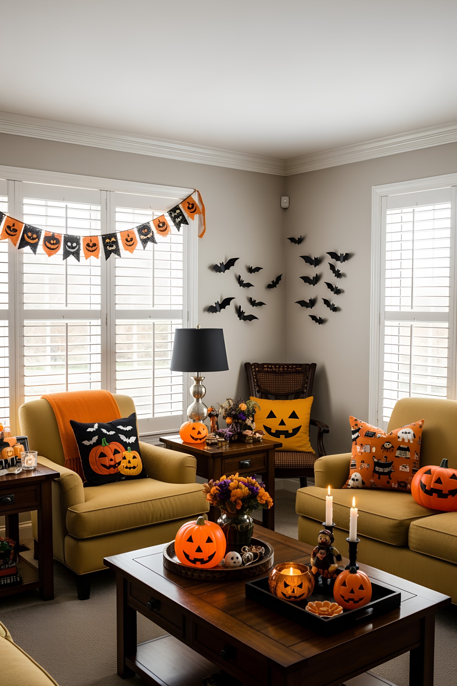 Cozy living room with Halloween decor