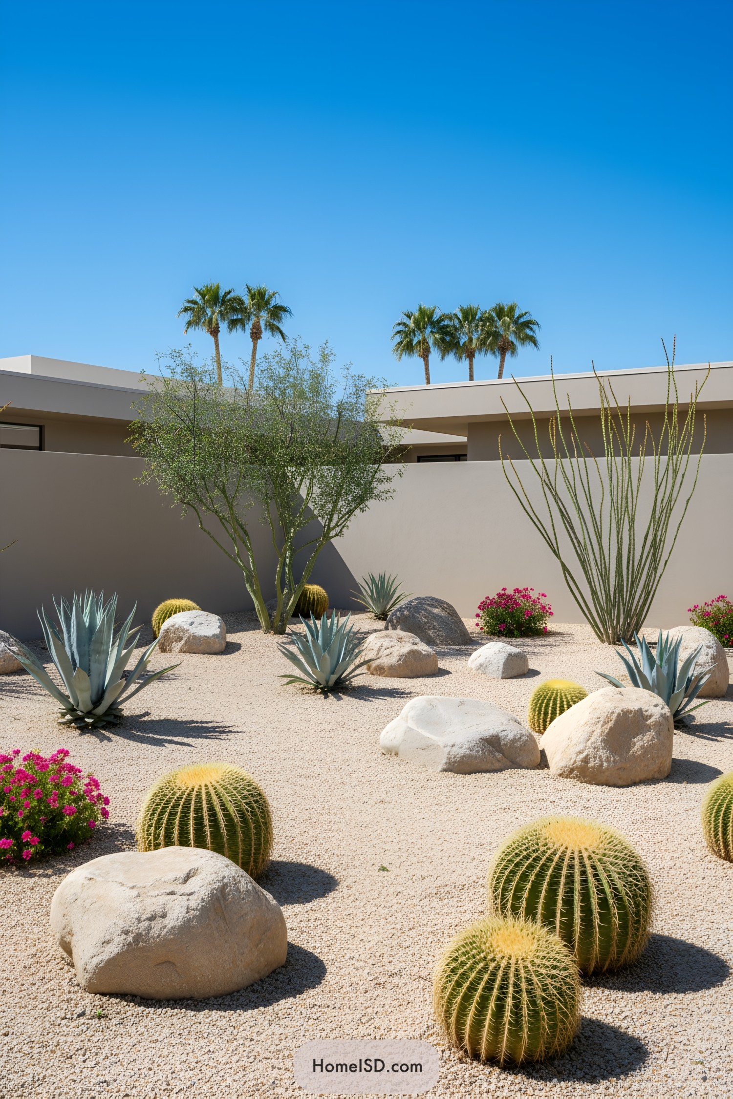 Desert landscape with cacti and rock formations