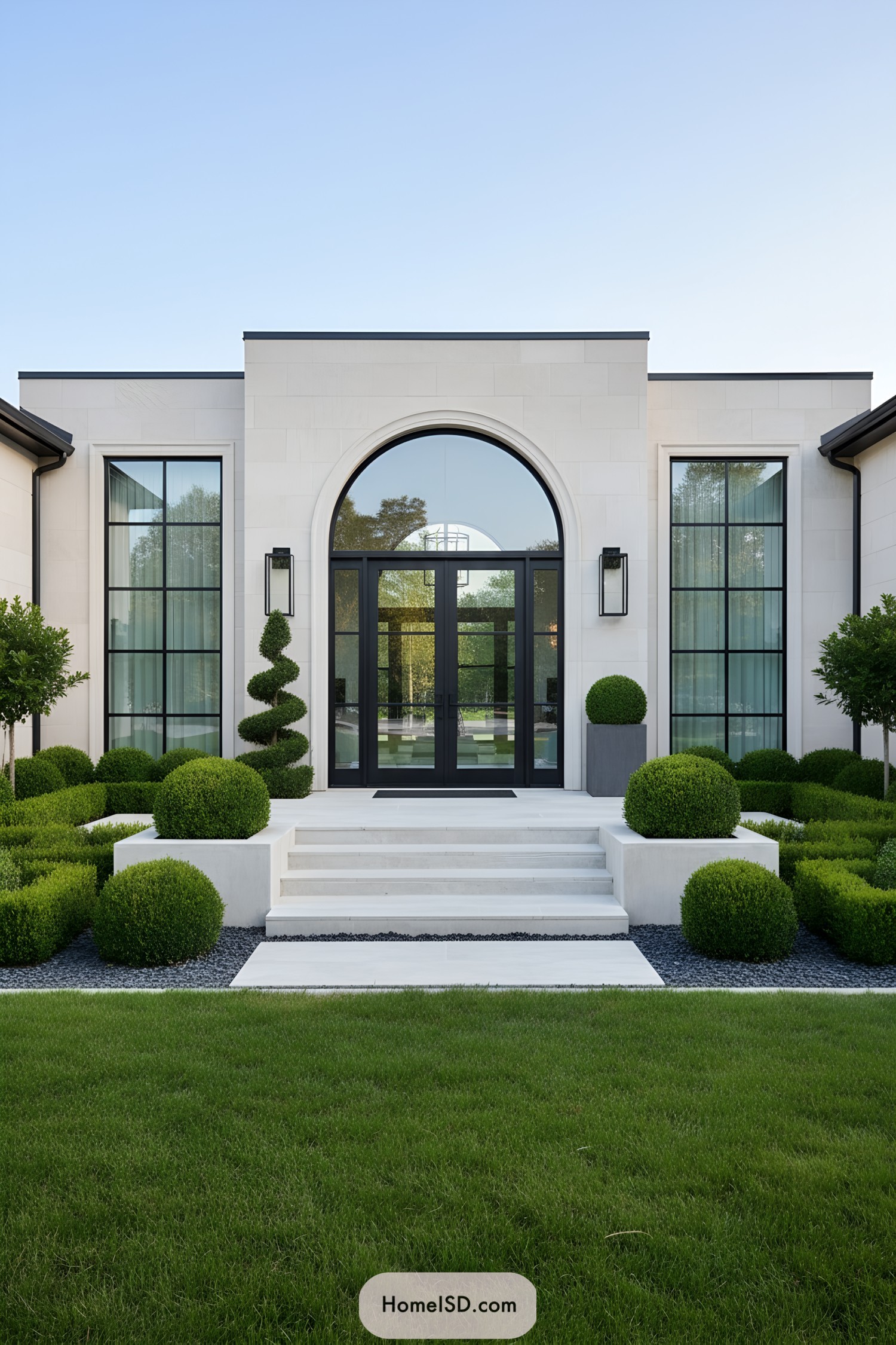 Modern facade with elegant greenery