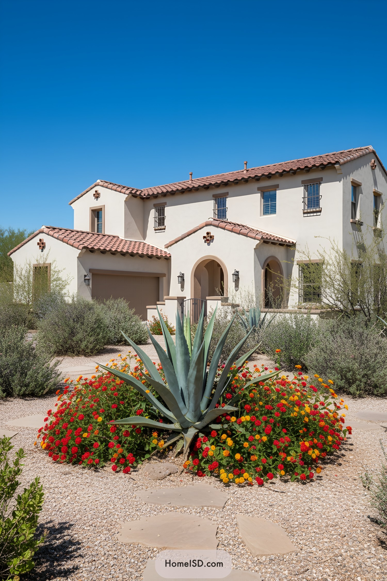 Vibrant desert garden with cacti and flowers