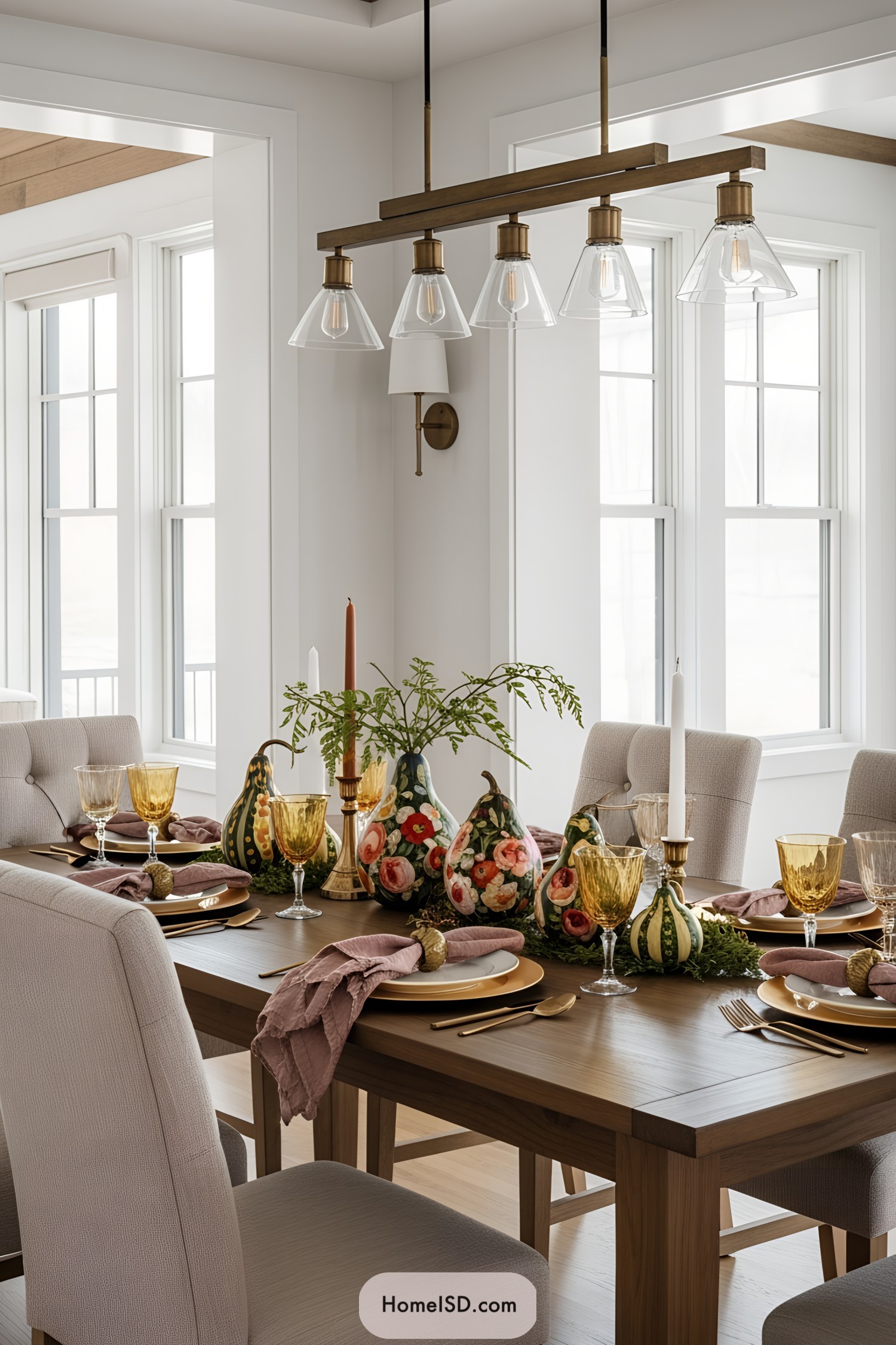 Elegant dining table with autumn centerpiece