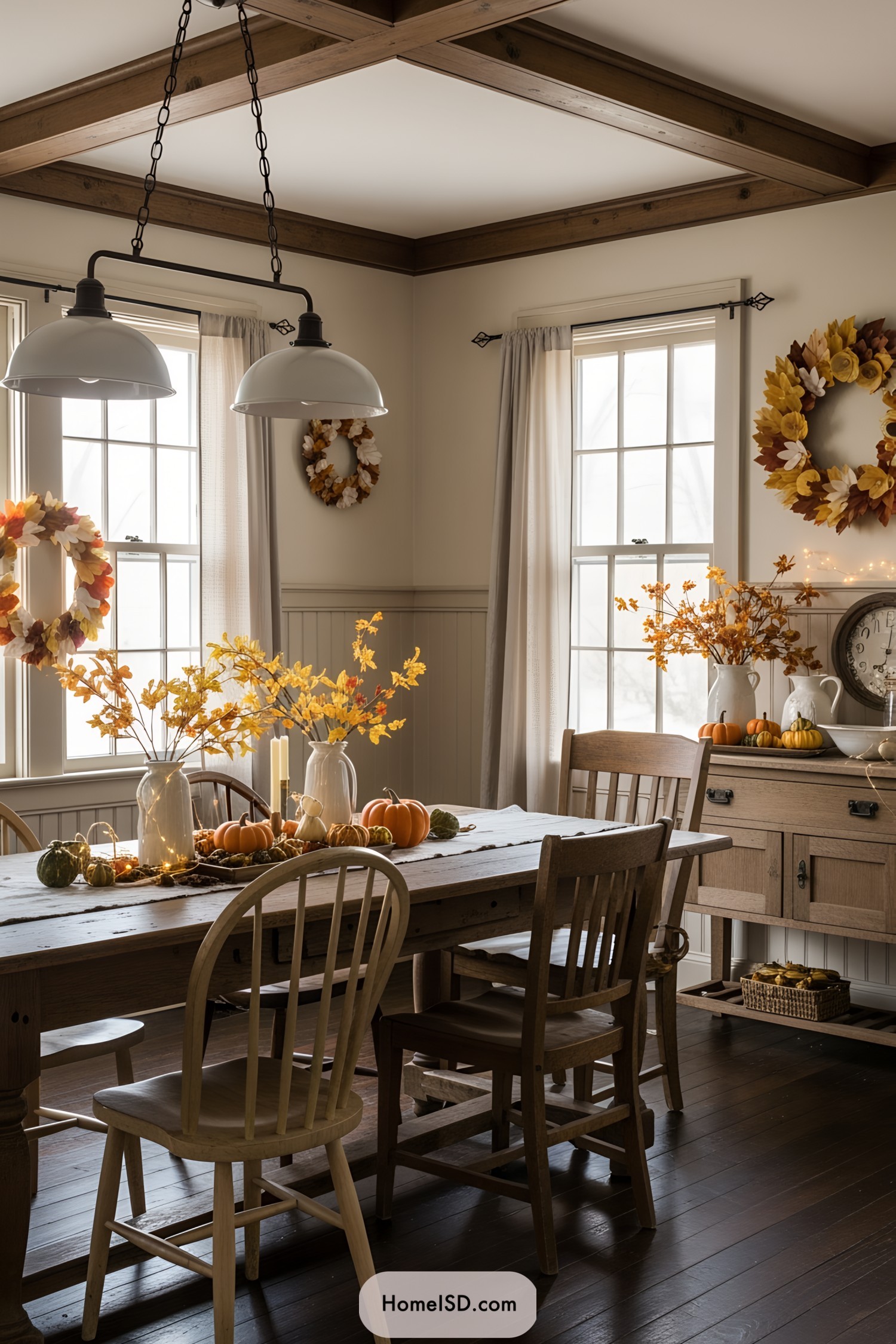 Cozy dining room with fall decorations