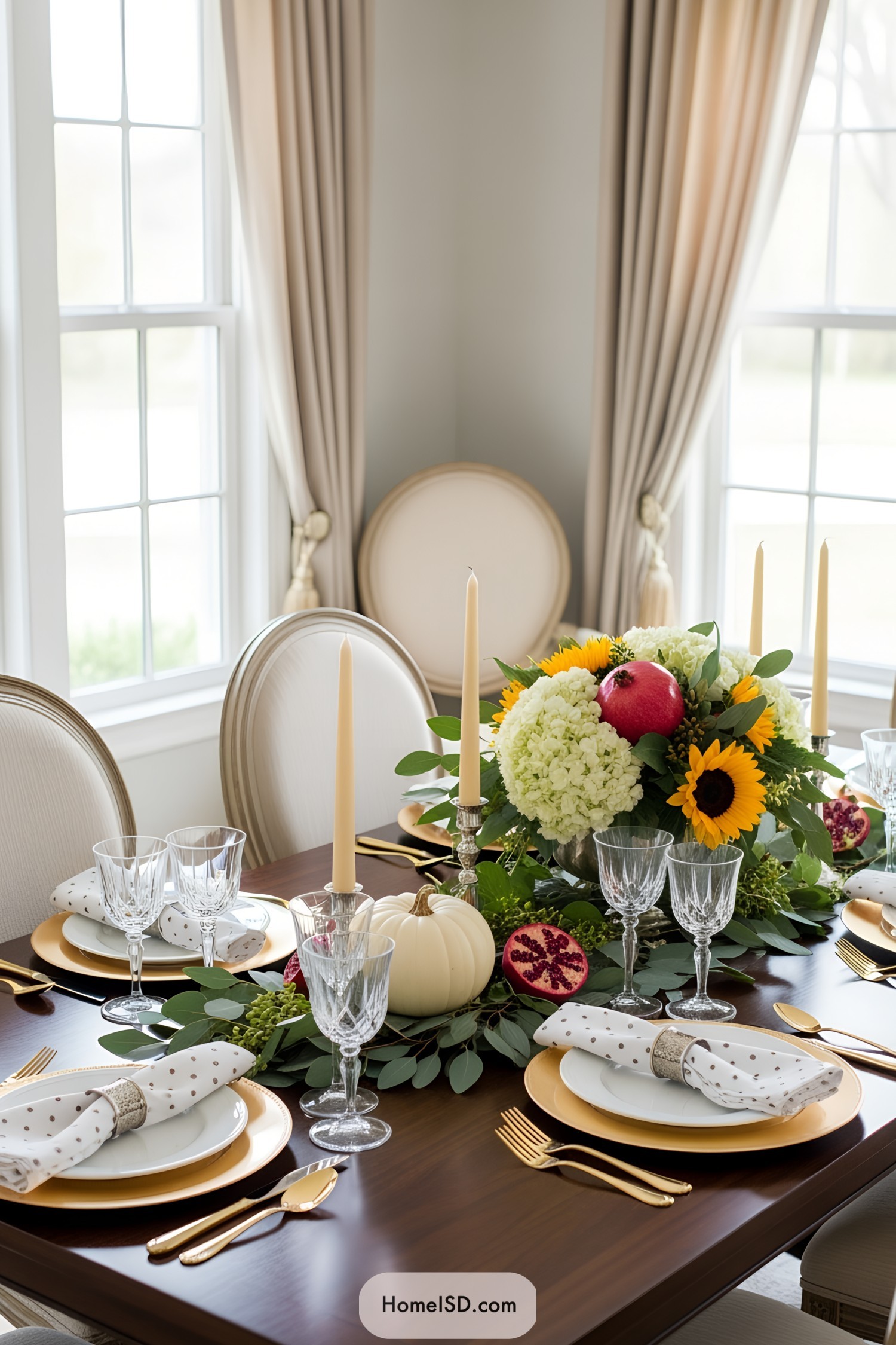 Elegant Thanksgiving table with floral centerpiece