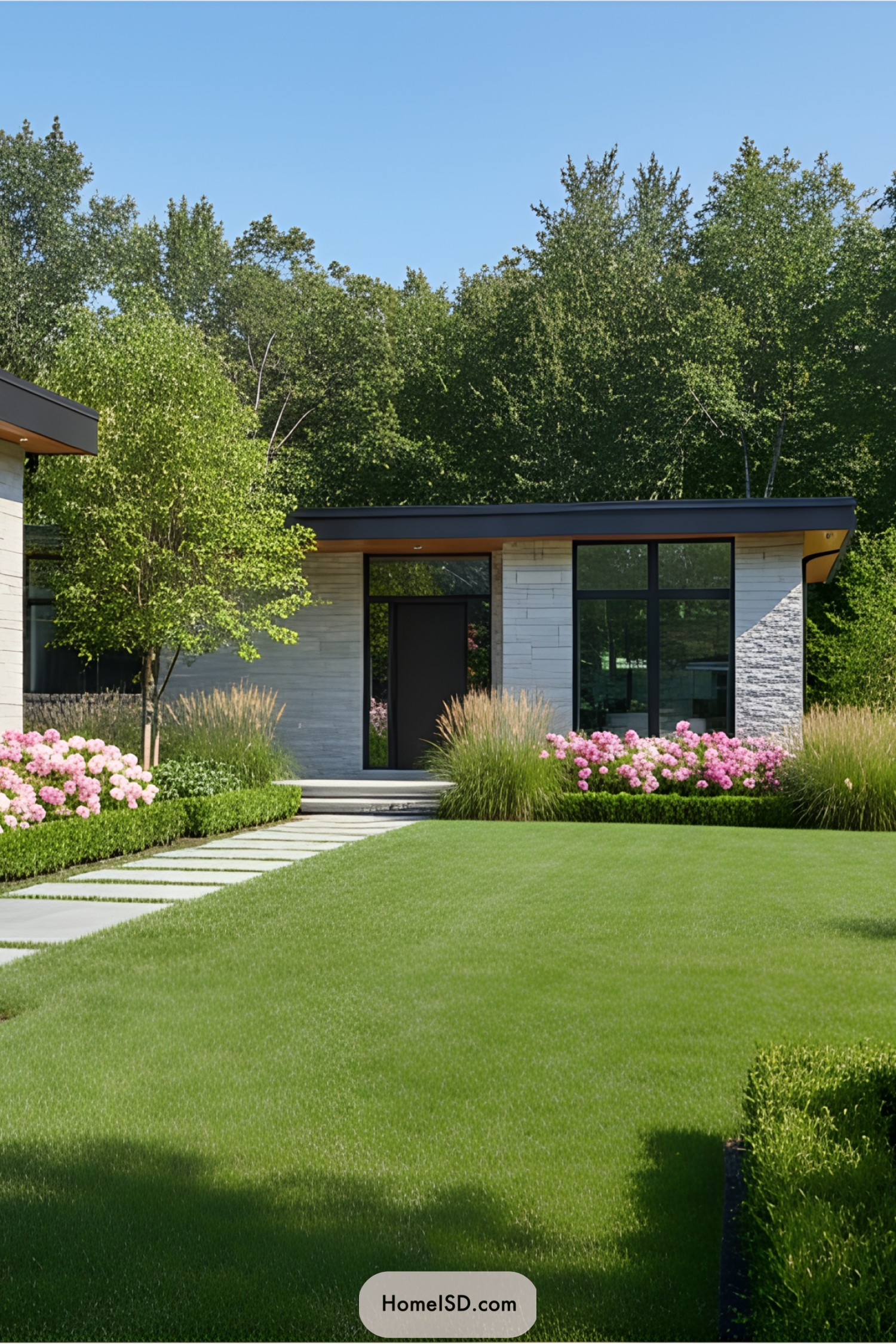 Contemporary house with lush front garden