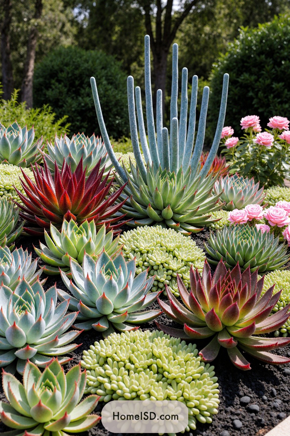 Vibrant array of succulents in a garden