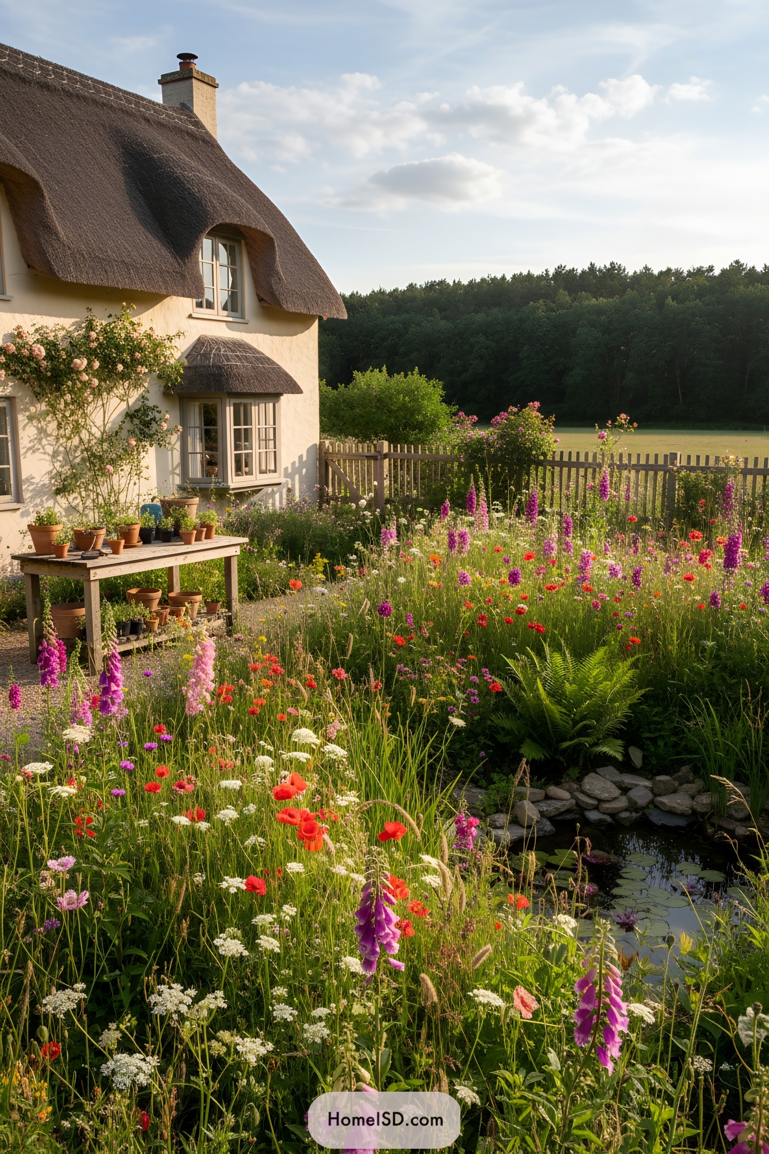 Colorful wildflowers in a charming garden