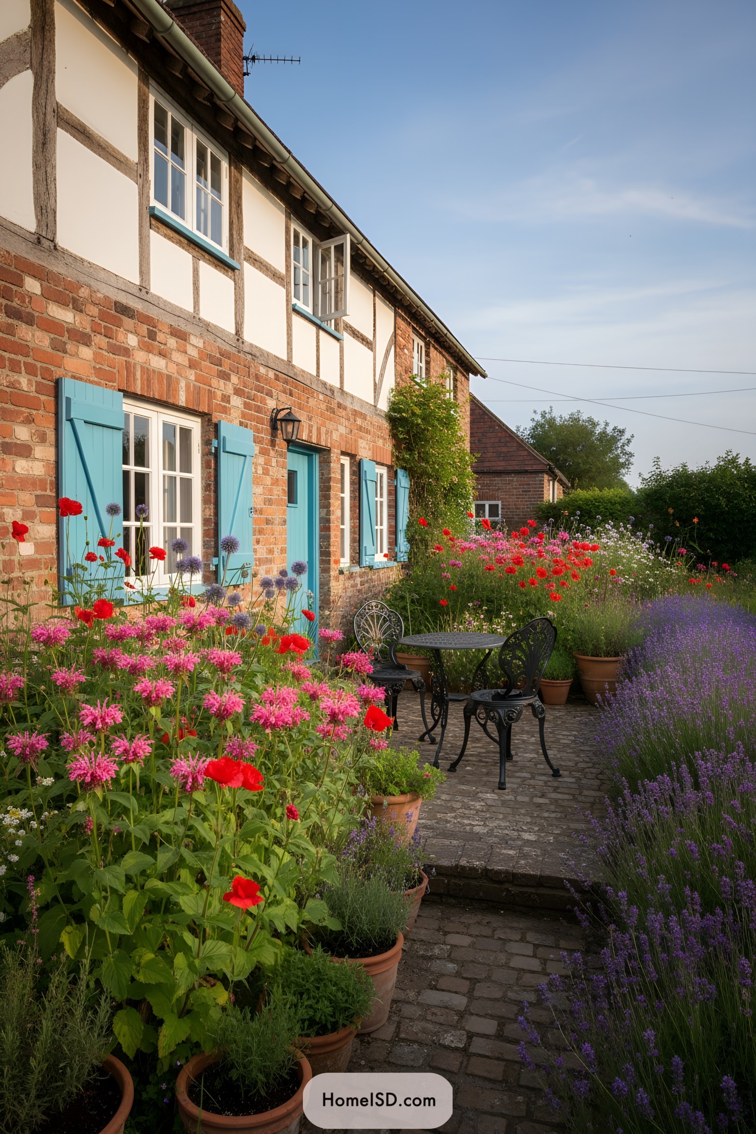Quaint cottage with colorful wildflowers