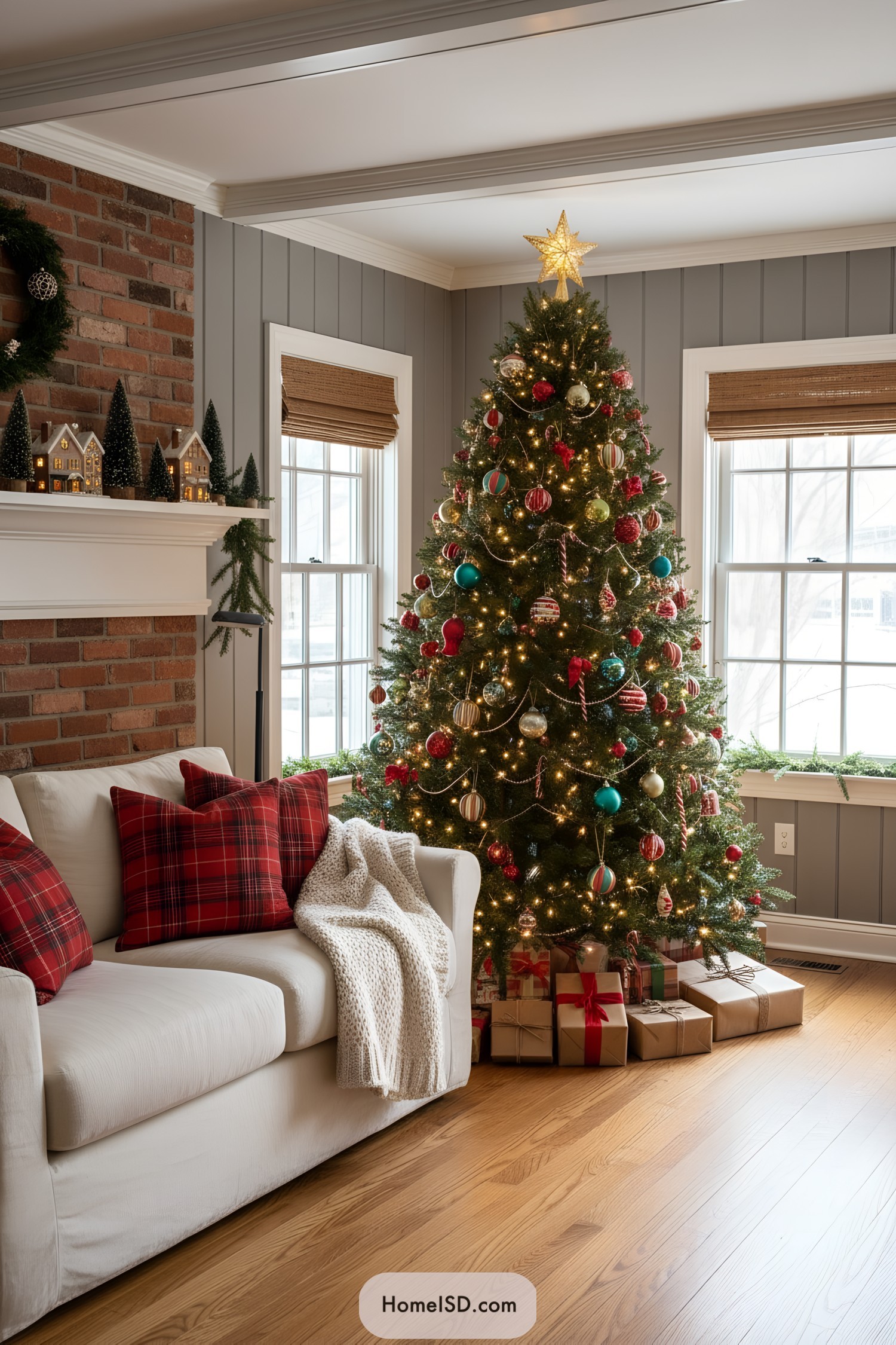 Classic tree with plaid accents and gifts