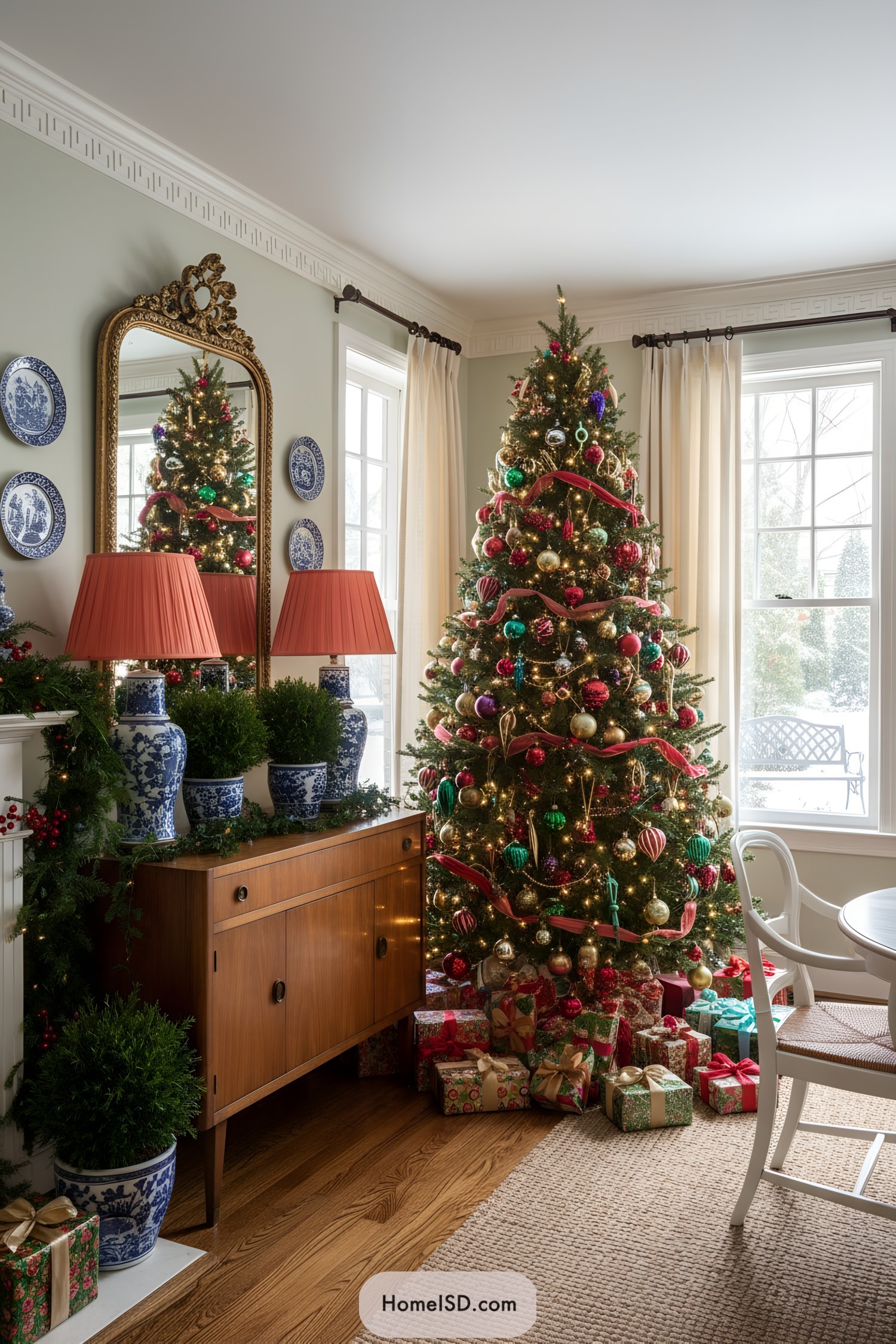 Vintage-style Christmas tree with classic ornaments