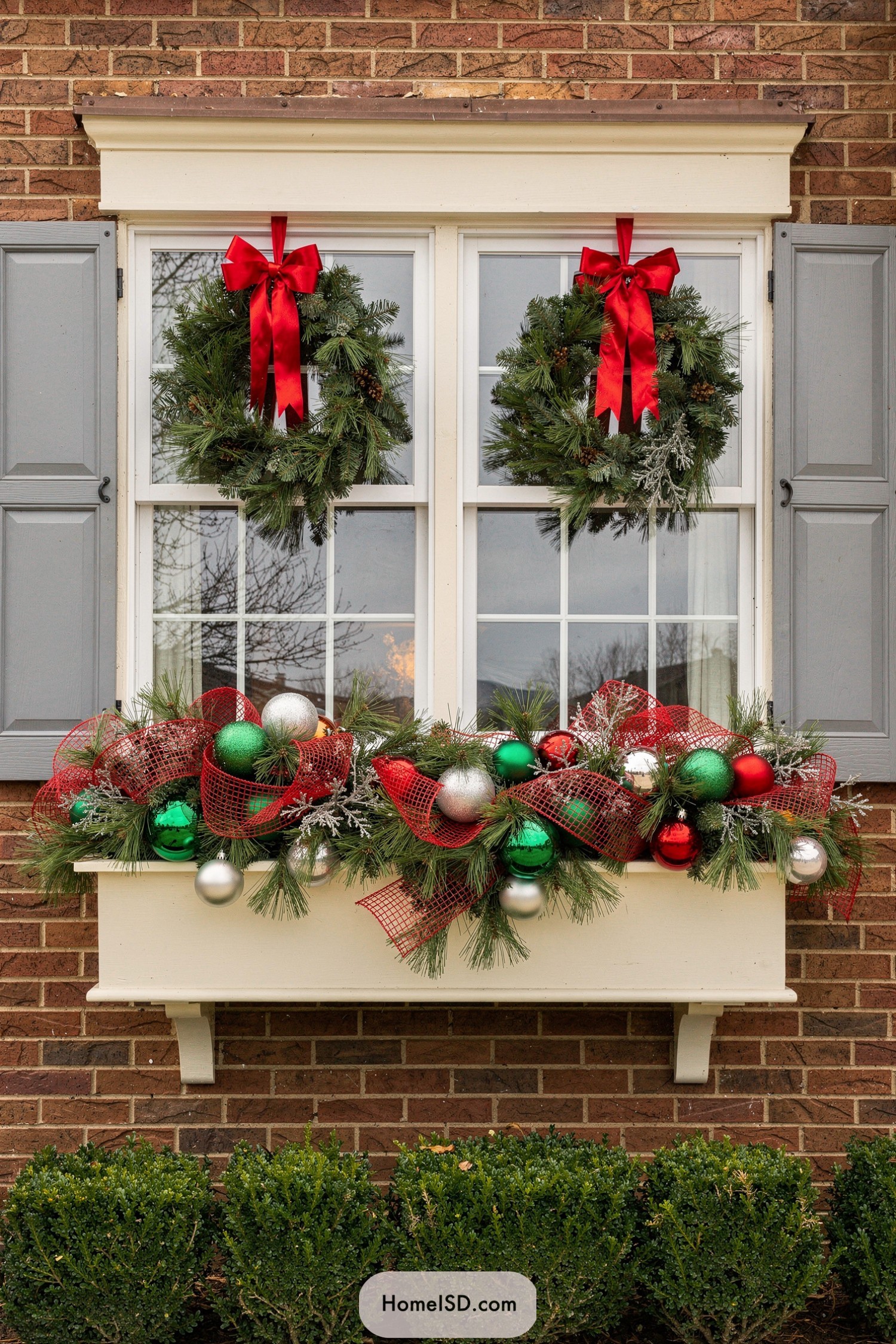 22 Charming Christmas Outdoor Window Wreaths to Put Your House into Holiday Mode