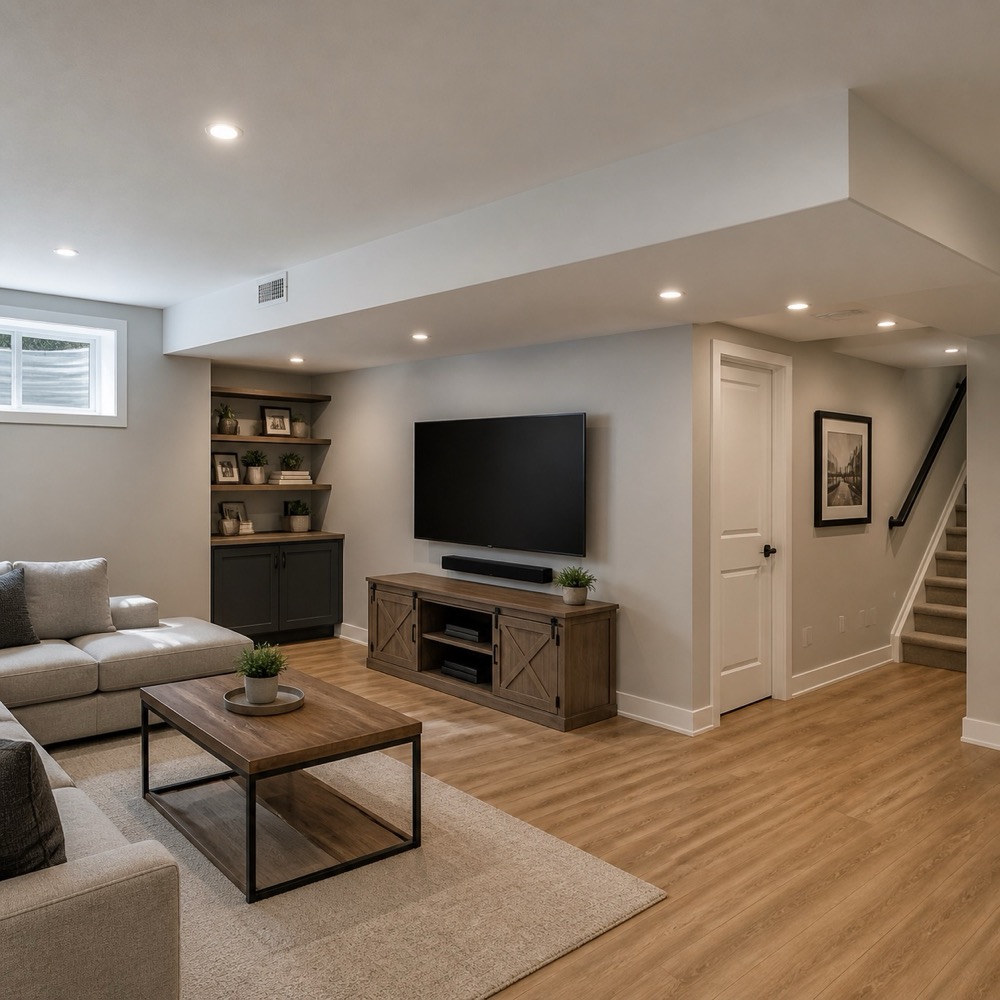 basement with covered ducts
